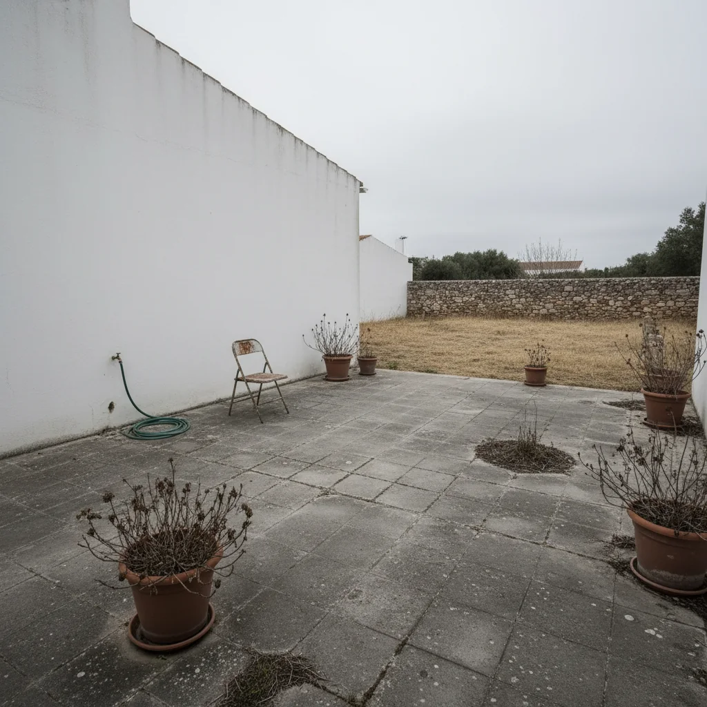 Terraço de moradia antes da transformação